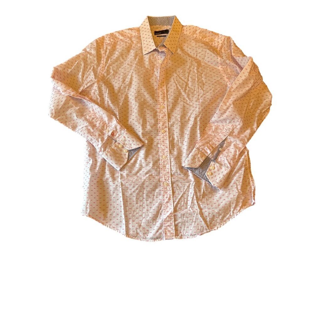 Quieti Mens Large Pink Patterned Long Sleeve‎ Button-Down Shirt